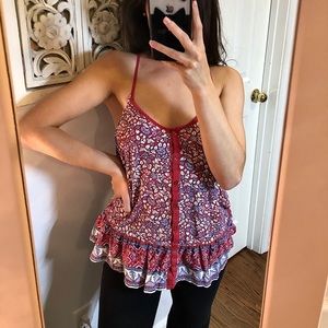 American Eagle Floral Racerback Tank Button Down Spaghetti Strap Petite XS/TP